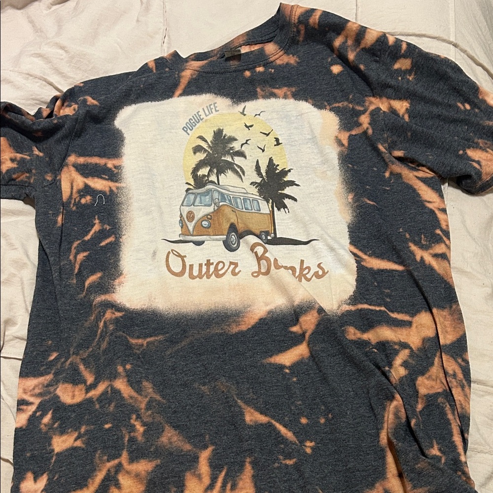 Outer Banks Palm Tree Graphic Tee - Black and Orange